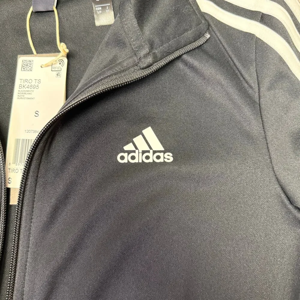 Black 3-Stripe Track Jacket Women's Size Small Full Zip Pockets NWT